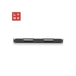 LYNX 19" patch panel 12-port, UTP Cat6, 50µ, nestíněný, černý