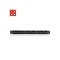LYNX 19" patch panel 48-port, UTP Cat5e, 50µ, nestíněný, černý