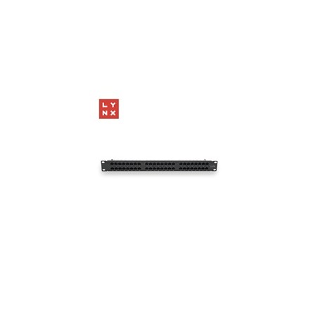 LYNX 19" patch panel 48-port, UTP Cat5e, 50µ, nestíněný, černý
