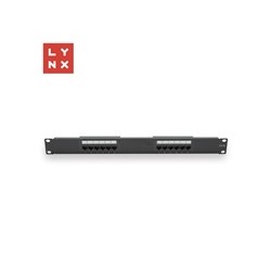 LYNX 19" patch panel 12-port, UTP Cat5e, 50µ, nestíněný, černý