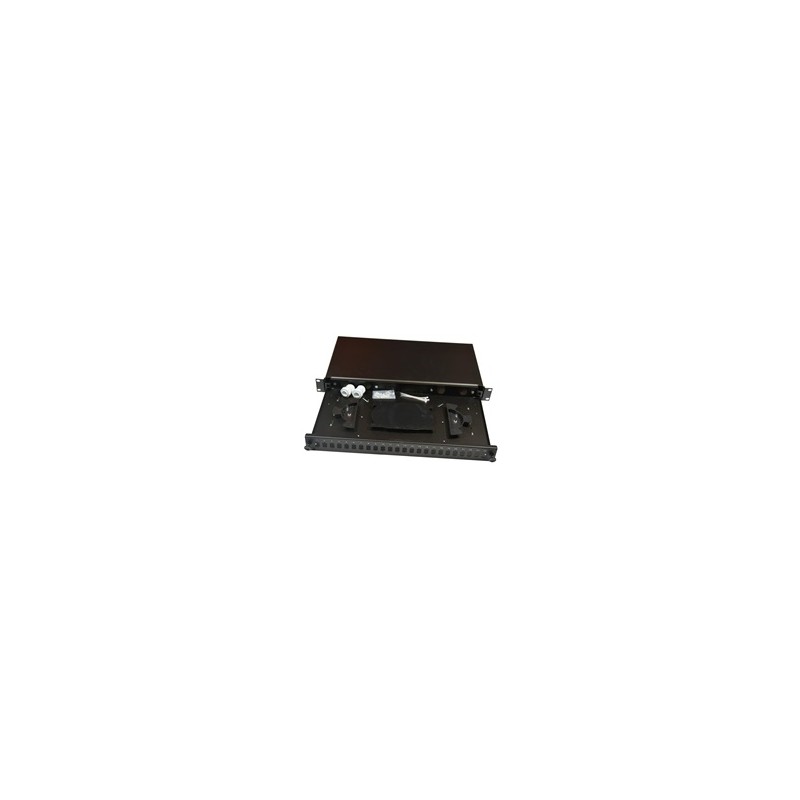 Optická vana výsuvná 1U, 24x SC simplex (24x LC duplex, 24x E2000) s kazetou pro 24 svarů, černá