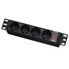 10" rozvodný panel LEXI-net 4x230V, vypínač, indikátor napětí, kabel 1,8m, 1U