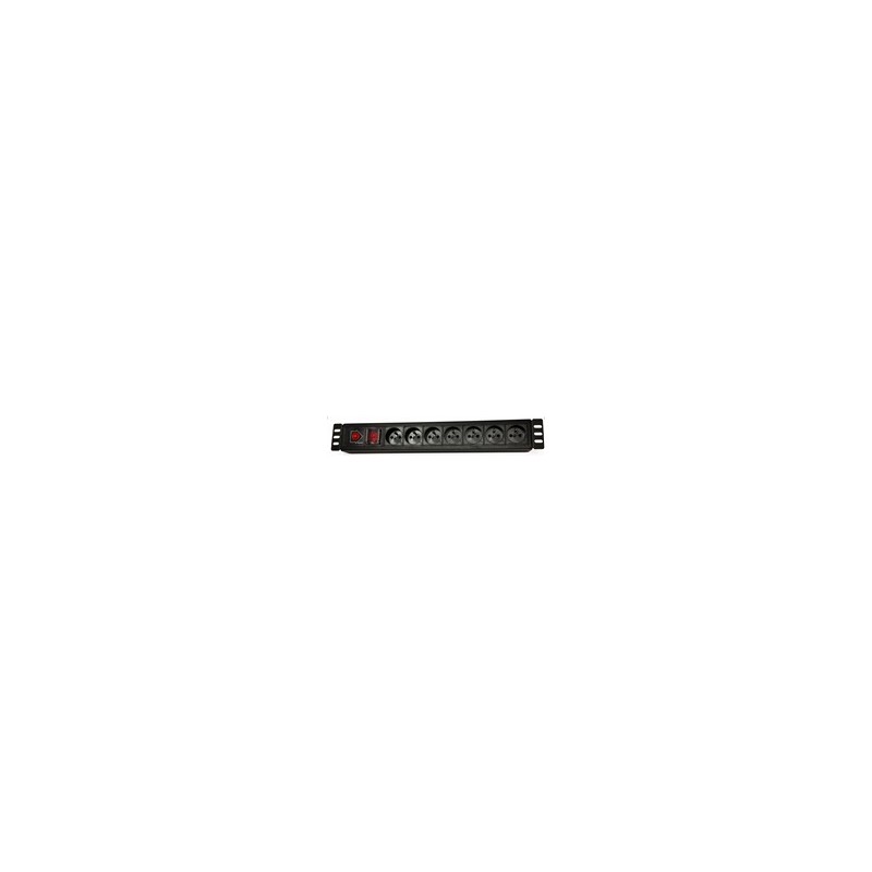 19" rozvodný panel LEXI-Net 7x230V, ČSN, vypínač, proudová ochrana, kabel 3m, 1,5U