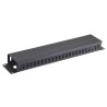 19" vyvazovací panel 2U, celokovový s krytem 90x45mm, průchozí, černý
