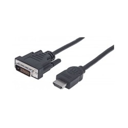 MANHATTAN kabel HDMI Male to DVI-D 24+1 Male, Dual Link, Black, 1,8m