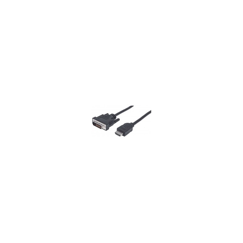 MANHATTAN kabel HDMI Male to DVI-D 24+1 Male, Dual Link, Black, 1,8m