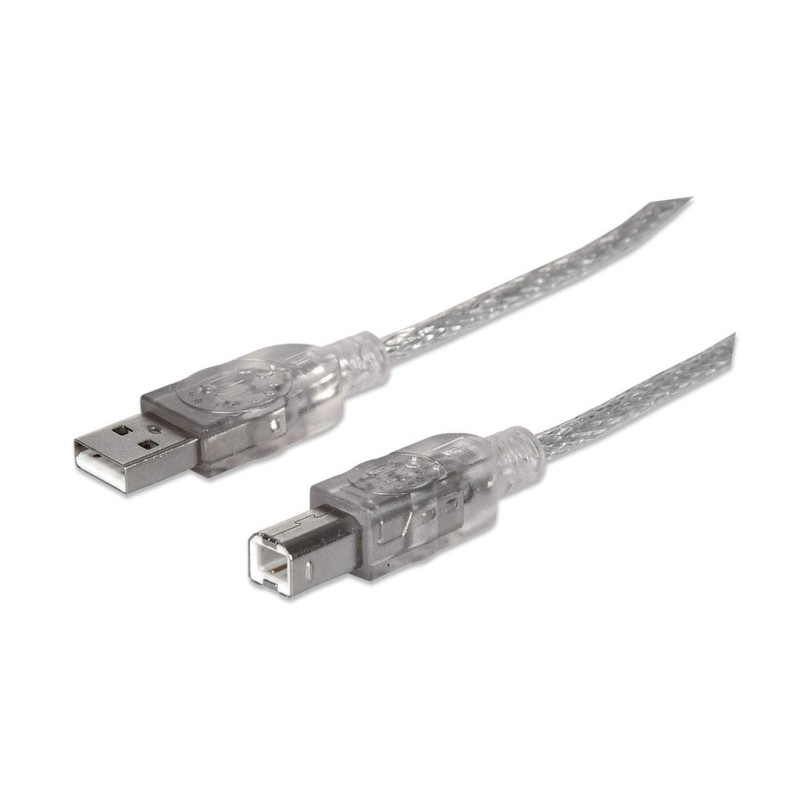 MANHATTAN Kabel USB 2.0 A-B propojovací 5m (stříbrný)