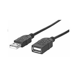 Manhattan USB kabel, USB 2.0, Male na Female, 480 Mbps, 1m, černá