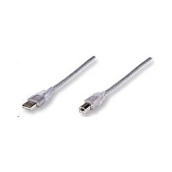 MANHATTAN Kabel USB 2.0 A-B propojovací 3m (stříbrný)