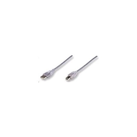 MANHATTAN Kabel USB 2.0 A-B propojovací 3m (stříbrný)
