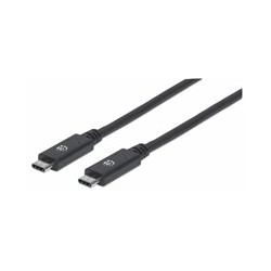 Manhattan USB-C kabel, USB 3.1 Gen 2, USB-C Male na USB-C Male, 10 Gbps, 5 A, 1m, černá