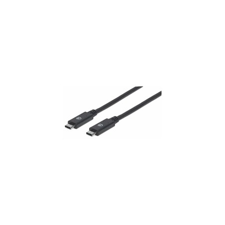 Manhattan USB-C kabel, USB 3.1 Gen 2, USB-C Male na USB-C Male, 10 Gbps, 5 A, 1m, černá