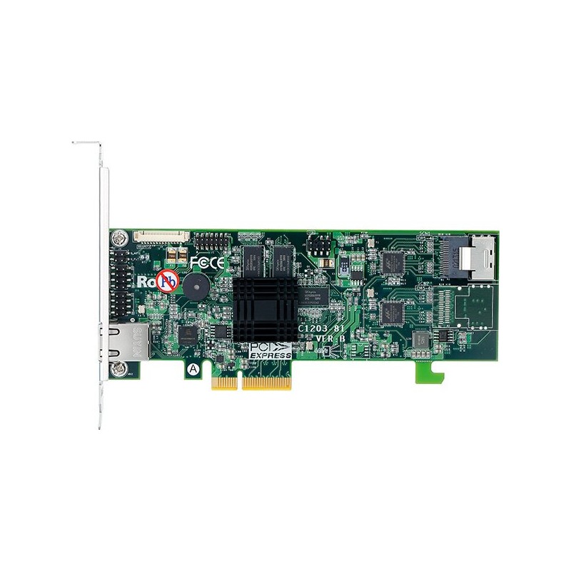 ARECA 4-port 6Gb/s SATA PCIe 2.0 x4, RAID 0/1/1E/3/5/6/10/30/50/60/Single Disk/JBOD, 512MB Cache, 1x SFF-8087,LP