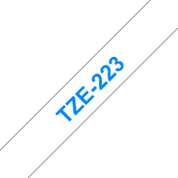 Brother originální páska do tiskárny štítků, Brother, TZE-223, modrý tisk/bílý podklad, laminovaná, 8m, 9mm