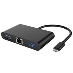 PremiumCord Převodník USB-C na VGA + Audio + USB3.0 + RJ45 + PD charge