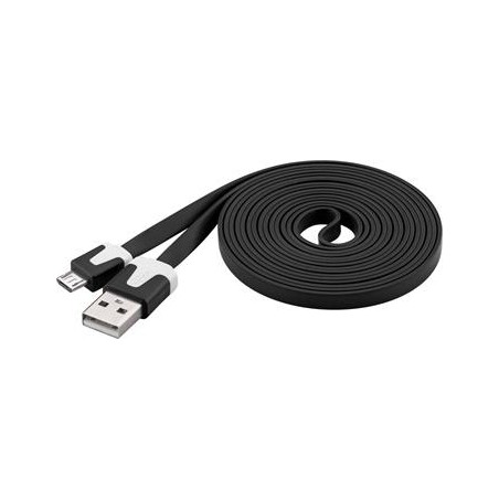 PremiumCord Kabel micro USB 2.0, A-B 2m, plochý PVC kabel, černý