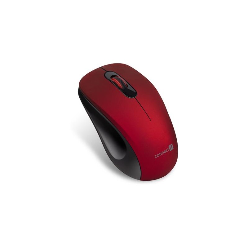 CONNECT IT "MUTE" bezdrátová optická tichá myš, USB, (+ 1x AA baterie zdarma), červená