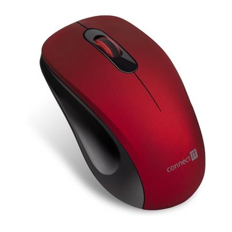 CONNECT IT "MUTE" bezdrátová optická tichá myš, USB, (+ 1x AA baterie zdarma), červená