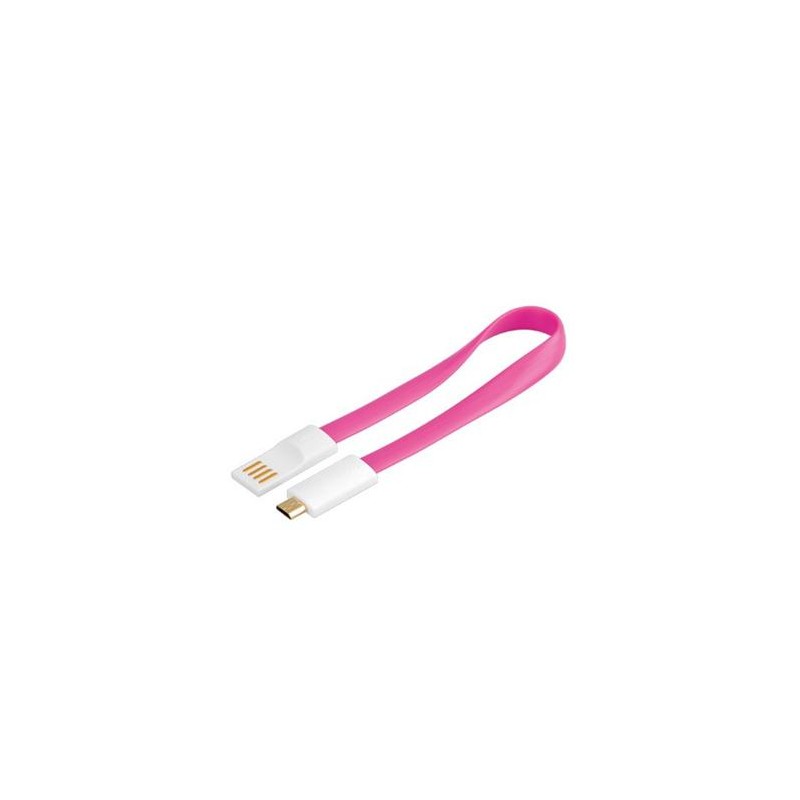 PremiumCord Kabel micro USB 2.0, A-B 0,2m magnetický, barva růžová