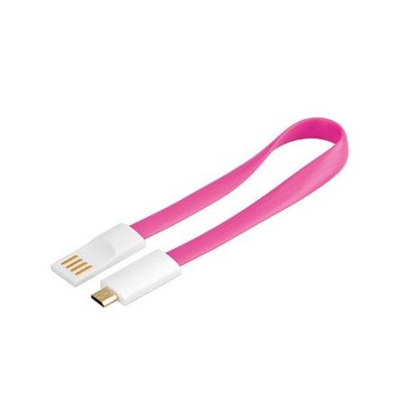 PremiumCord Kabel micro USB 2.0, A-B 0,2m magnetický, barva růžová