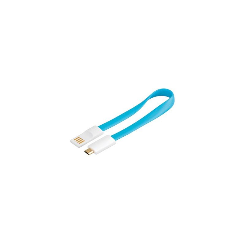 PremiumCord Kabel micro USB 2.0, A-B 0,2m magnetický, barva modrá