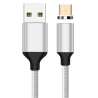 PremiumCord Magnetický micro USB 2.0, A-B nabíjecí a datový kabel 1m, stříbrný