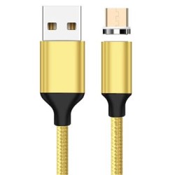 PremiumCord Magnetický micro USB 2.0, A-B nabíjecí a datový kabel 1m, zlatý
