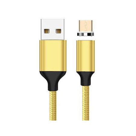 PremiumCord Magnetický micro USB 2.0, A-B nabíjecí a datový kabel 1m, zlatý