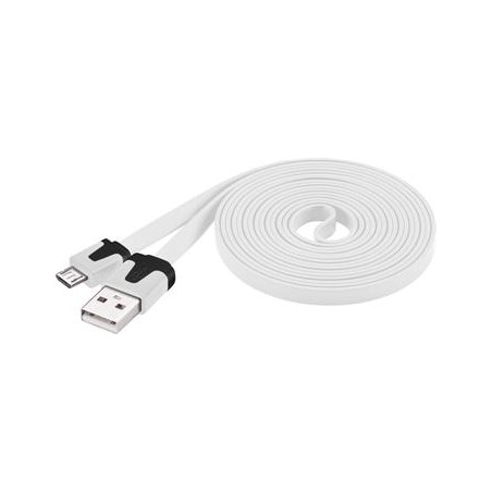 PremiumCord Kabel micro USB 2.0, A-B 2m, plochý PVC kabel, bílý