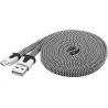 PremiumCord Kabel micro USB 2.0, A-B 2m, plochý textilní kabel, černo-bílý