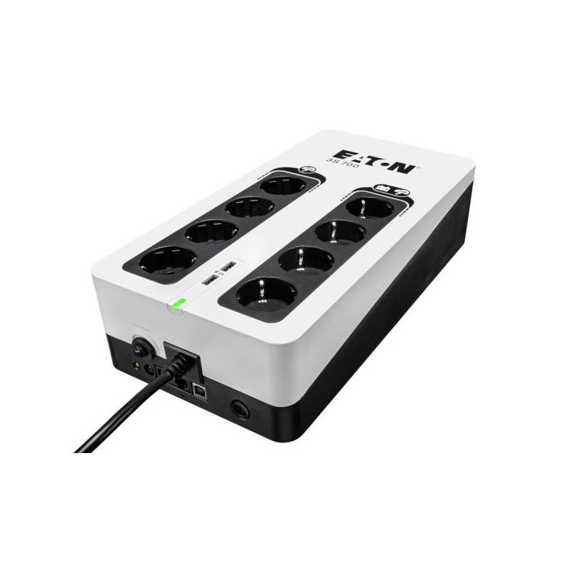 EATON UPS 3S 700 D, Off-line, Tower, 700VA/420W, výstup 8x DIN (Schuko), USB, bez ventilátoru