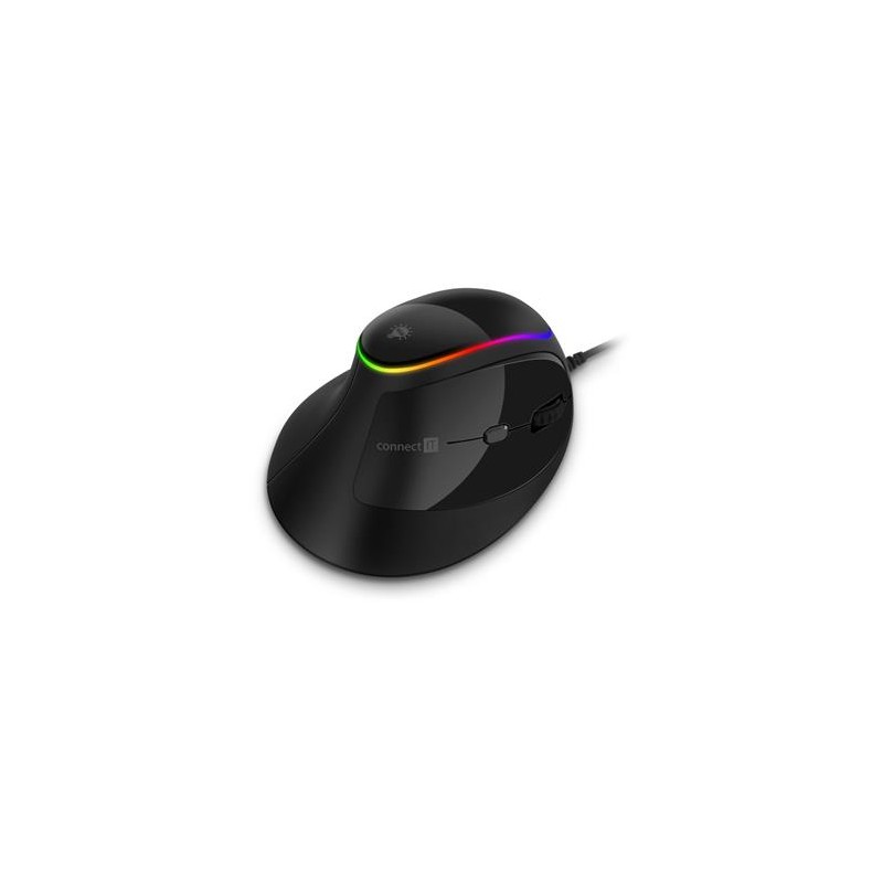 CONNECT IT GAME FOR HEALTH RGB ergonomická vertikální myš, drátová, ČERNÁ