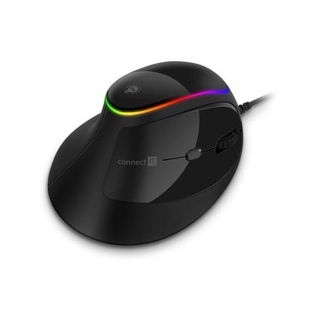 CONNECT IT GAME FOR HEALTH RGB ergonomická vertikální myš, drátová, ČERNÁ