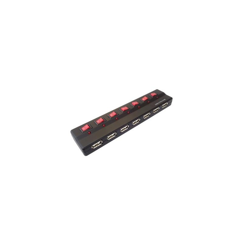 PremiumCord USB 2.0 HUB 7-portový s napájecím zdrojem a vypínači portů