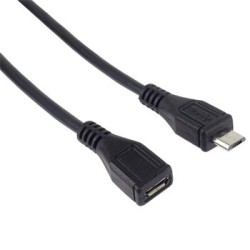 PremiumCord Kabel prodlužovací micro USB 2.0 male-female, černý 5m