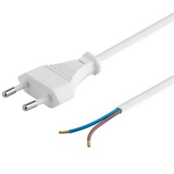 PremiumCord Flexo kabel síťový dvoužilový 230V s vidlicí 3m bílý