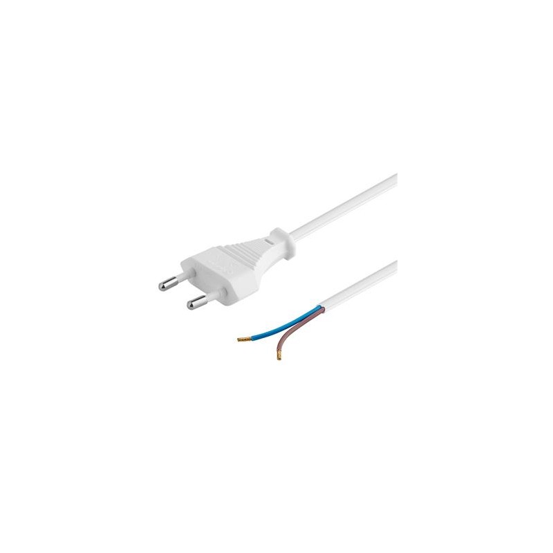 PremiumCord Flexo kabel síťový dvoužilový 230V s vidlicí 3m bílý