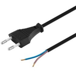 PremiumCord Flexo kabel síťový dvoužilový 230V s vidlicí 2m černý