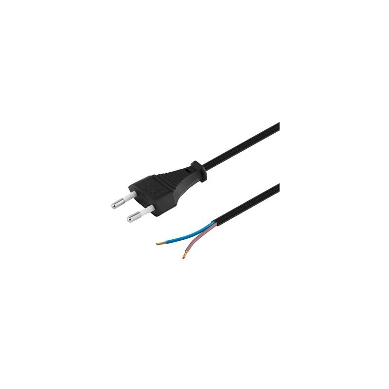 PremiumCord Flexo kabel síťový dvoužilový 230V s vidlicí 2m černý