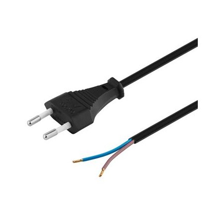 PremiumCord Flexo kabel síťový dvoužilový 230V s vidlicí 2m černý