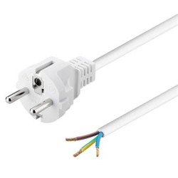 PremiumCord Flexo kabel síťový třížilový 230V s rovnou vidlicí 2m bílá
