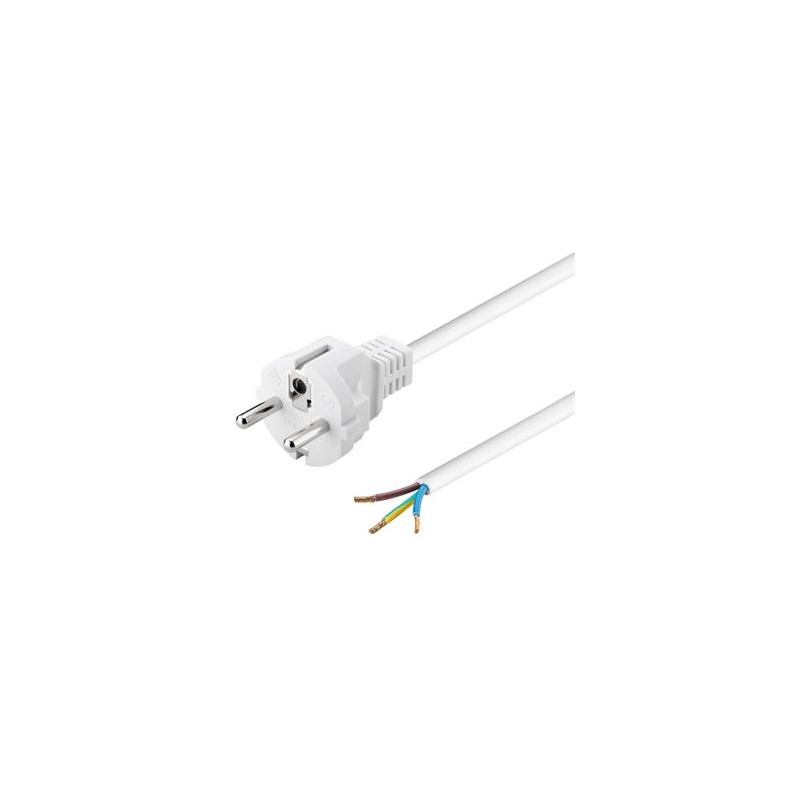 PremiumCord Flexo kabel síťový třížilový 230V s rovnou vidlicí 2m bílá