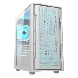 COUGAR PC skříň UNIFACE RGB White Mini Tower Mesh Front Panel 2x 140mm RGB Fan + 1x 120mm RGB Fan TG Left Panel