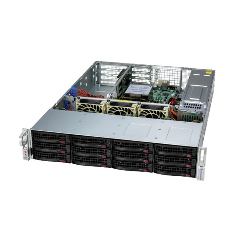 SUPERMICRO WIO A+ Ser 2U UP WIO with 12 hot-swap 3.5" NVMe/SAS/SATA (6 NVMe hybrid) bays and 2 PCIe 5.0 x16 FHFL slots +