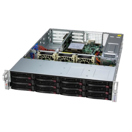 SUPERMICRO WIO A+ Ser 2U UP WIO with 12 hot-swap 3.5" NVMe/SAS/SATA (6 NVMe hybrid) bays and 2 PCIe 5.0 x16 FHFL slots +