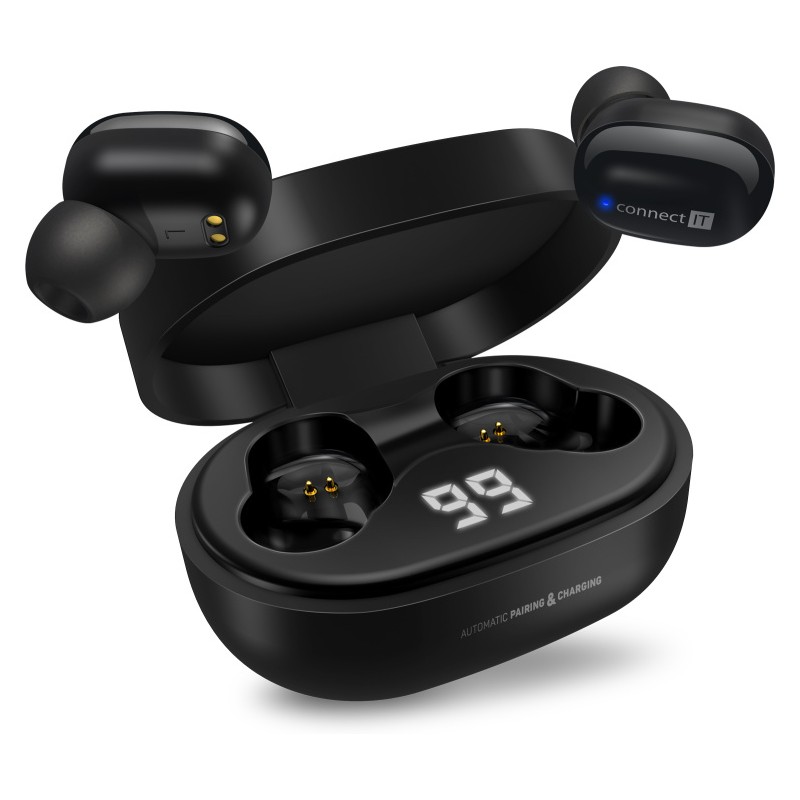 CONNECT IT True Wireless SensorTouch sluchátka do uší s mikrofonem, ČERNÁ
