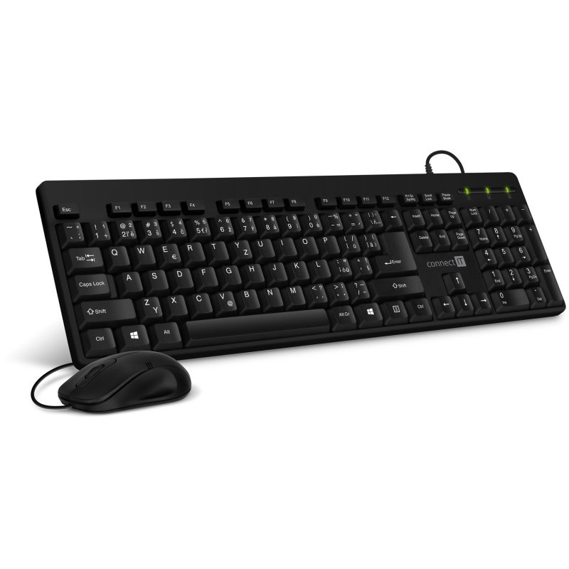 CONNECT IT Combo drátová cerná klávesnice + myš, CZ + SK layout