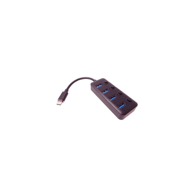 PremiumCord 5G SuperSpeed USB Hub Type C na 4x USB 3.2 A Gen1, vypínače portů