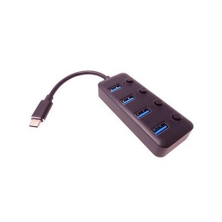 PremiumCord 5G SuperSpeed USB Hub Type C na 4x USB 3.2 A Gen1, vypínače portů
