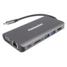 PremiumCord Převodník USB-C na HDMI+VGA+RJ45+2xUSB3.0+SD card +3,5mm+PD charge